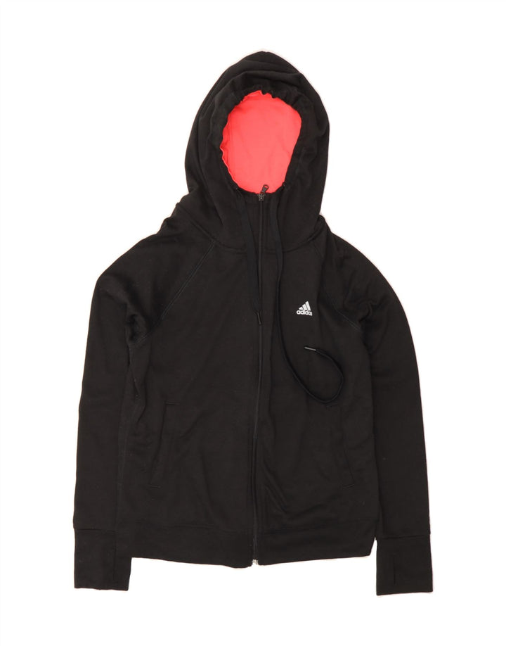 ADIDAS Womens Climalite Zip Hoodie Sweater UK 10 Small Black Polyester Vintage Adidas and Second-Hand Adidas from Messina Hembry 