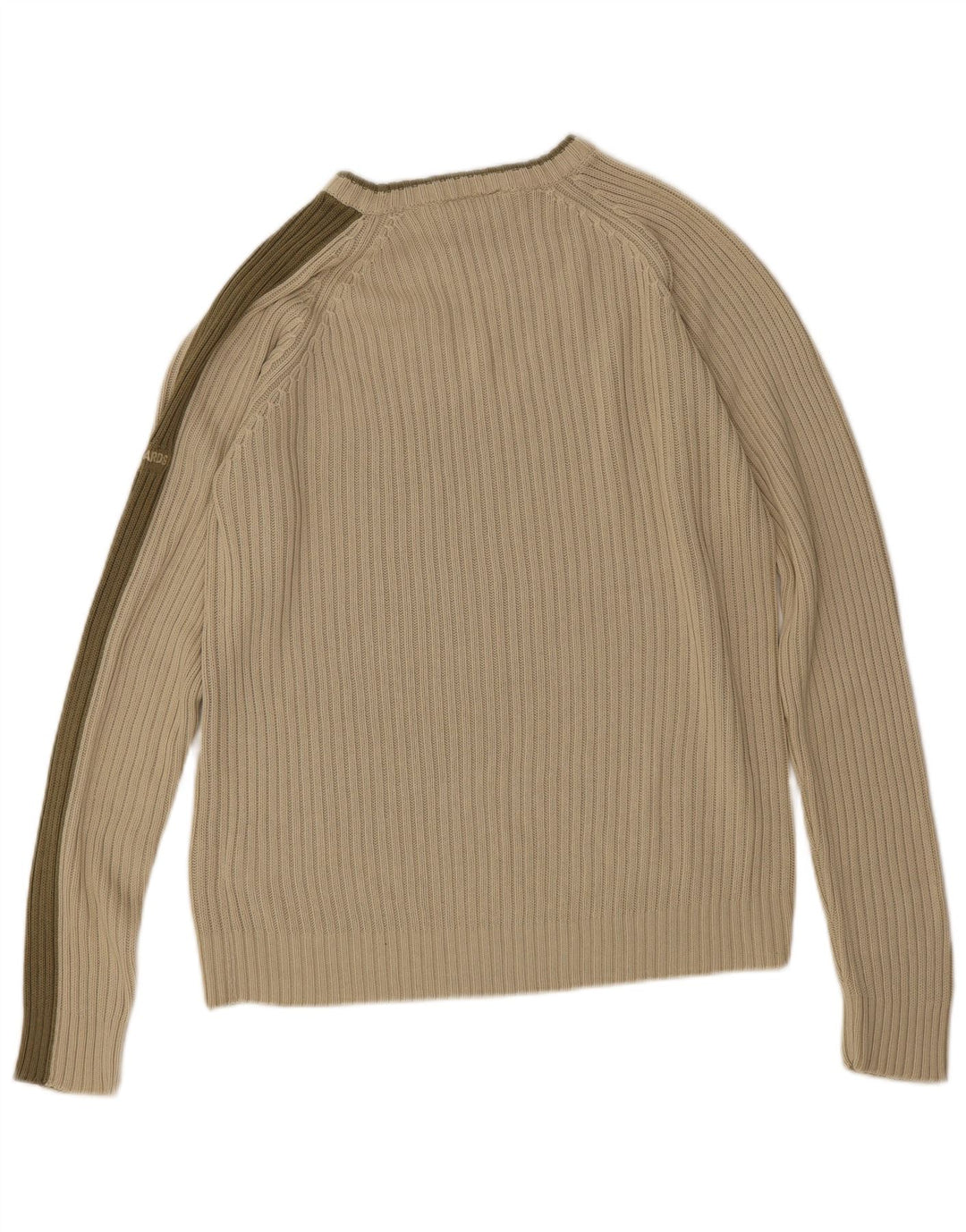 Vintage Herre Boat Neck Jumper Sweater Medium Grøn stribet