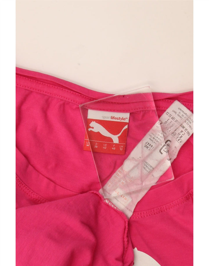 Puma Dame Grafisk Top 3/4 ærme UK 12 Medium Pink Bomuld