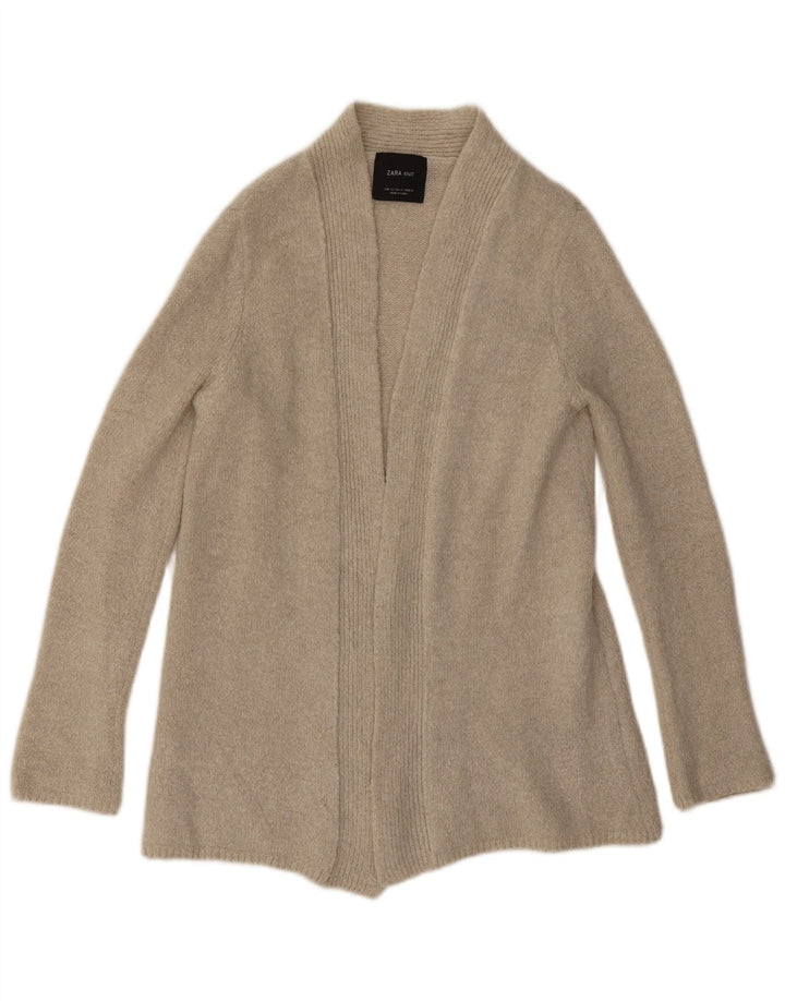 Zara Womens Open Cardigan Sweater UK 10 Small Beige