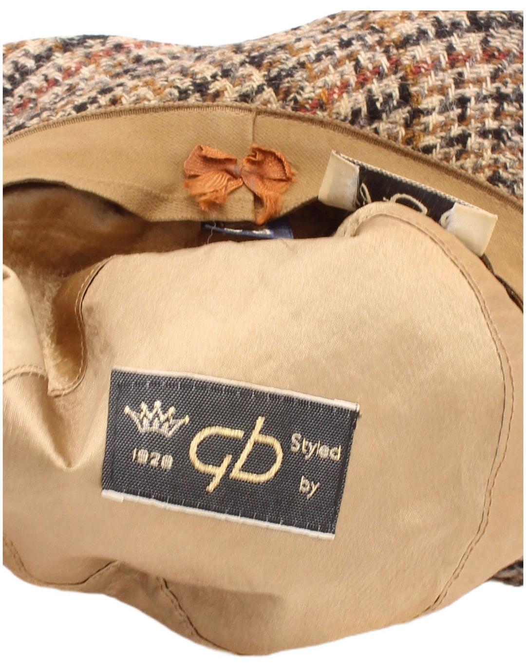 Vintage Bucket Hat til mænd Large Beige Houndstooth Classic