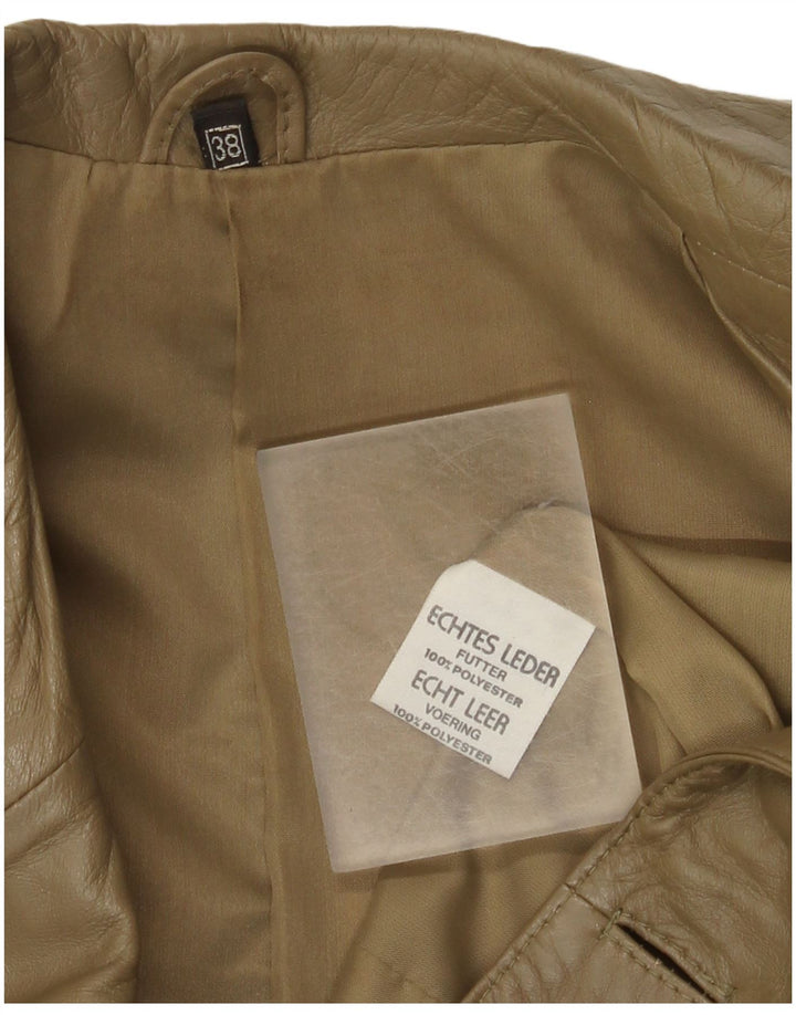 Vintage Dame Oversized Læderjakke IT 38 XS Khaki Læder