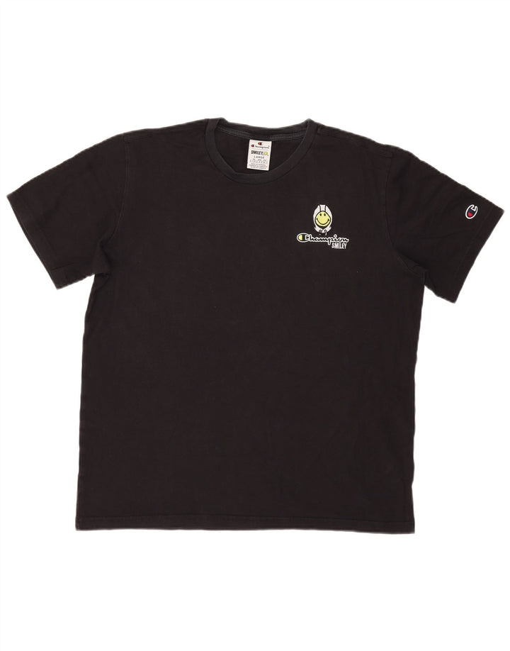 Champion Herre Smiley Grafisk T-Shirt Top Stor Sort