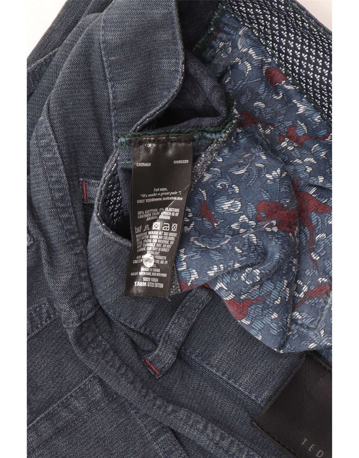 Ted Baker Slim Casual Bukser til mænd W32 L30 Marineblå sildebensbomuld