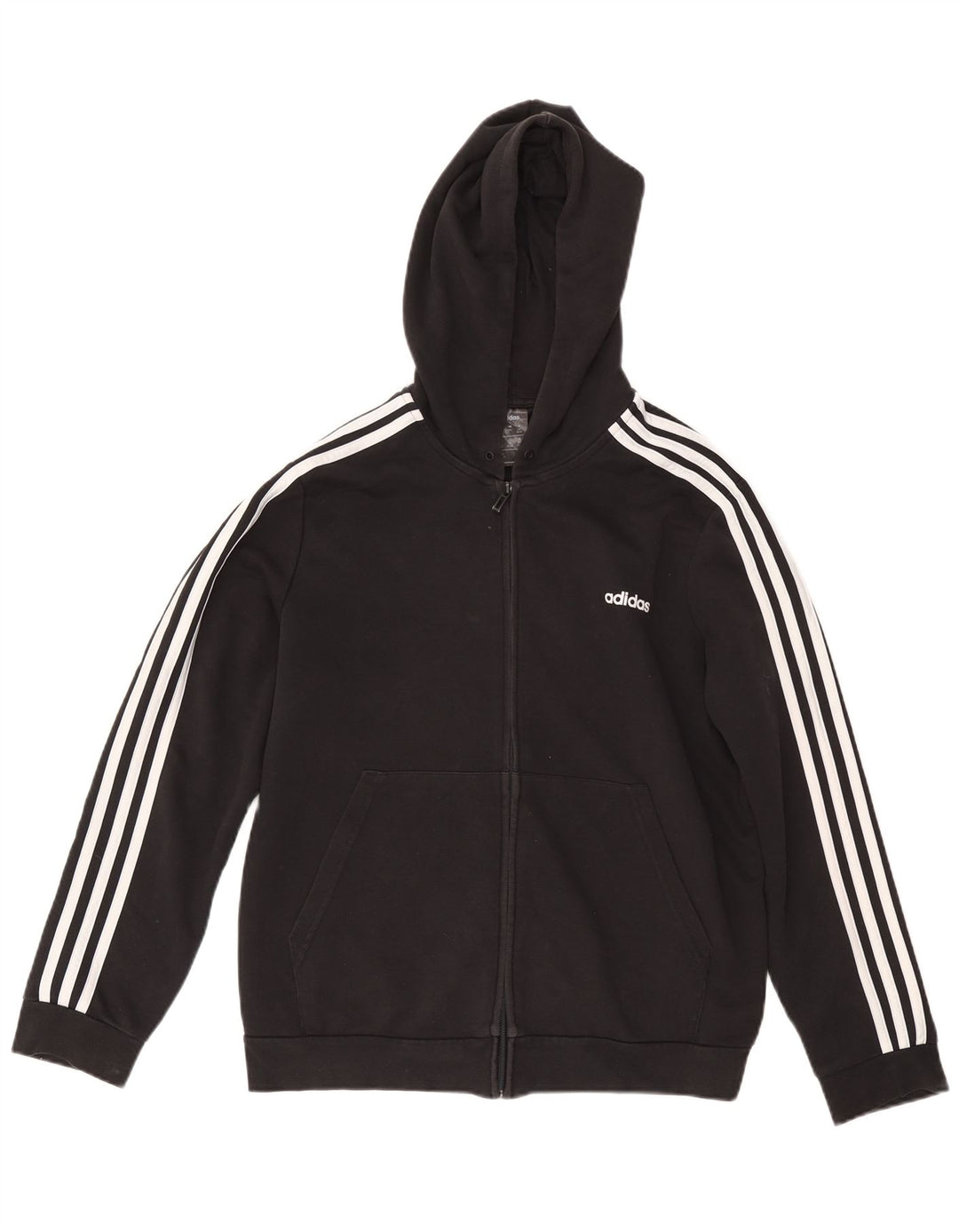 ADIDAS oversized hættetrøje med lynlås til kvinder UK 24/26 2XL sort bomuld