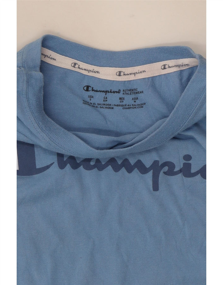 CHAMPION Womens Graphic T-Shirt Top UK 10 Small Blue Polyester Vintage Champion and Second-Hand Champion from Messina Hembry 