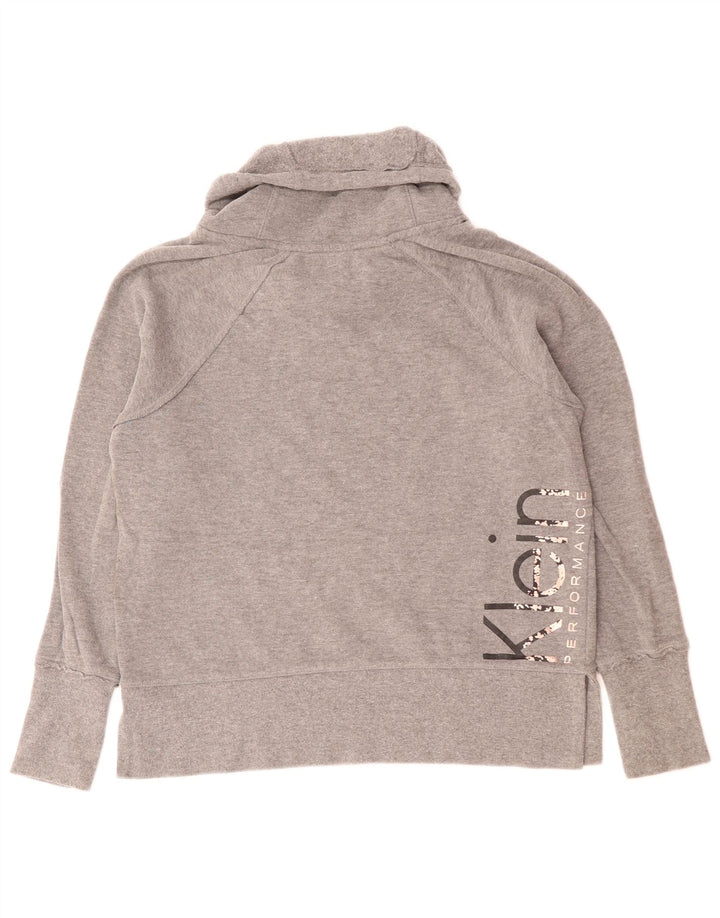 CALVIN KLEIN Womens Performance Graphic Sweatshirt Jumper UK 10 Small Grå