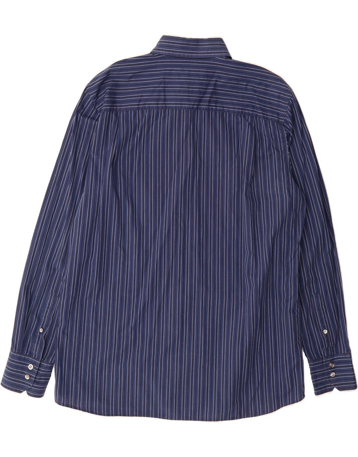GAS Mens Shirt 2XL Navy Blue Pinstripe Cotton Vintage Gas and Second-Hand Gas from Messina Hembry 