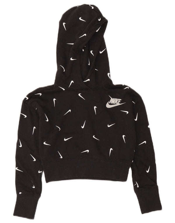 Nike Girls Crop Graphic Standard Fit Hoodie Jumper 8-9 år Lille Sort