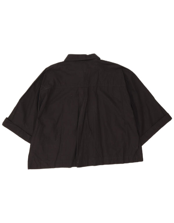 Zara Womens Crop kortærmet skjorte UK 18 XL Sort