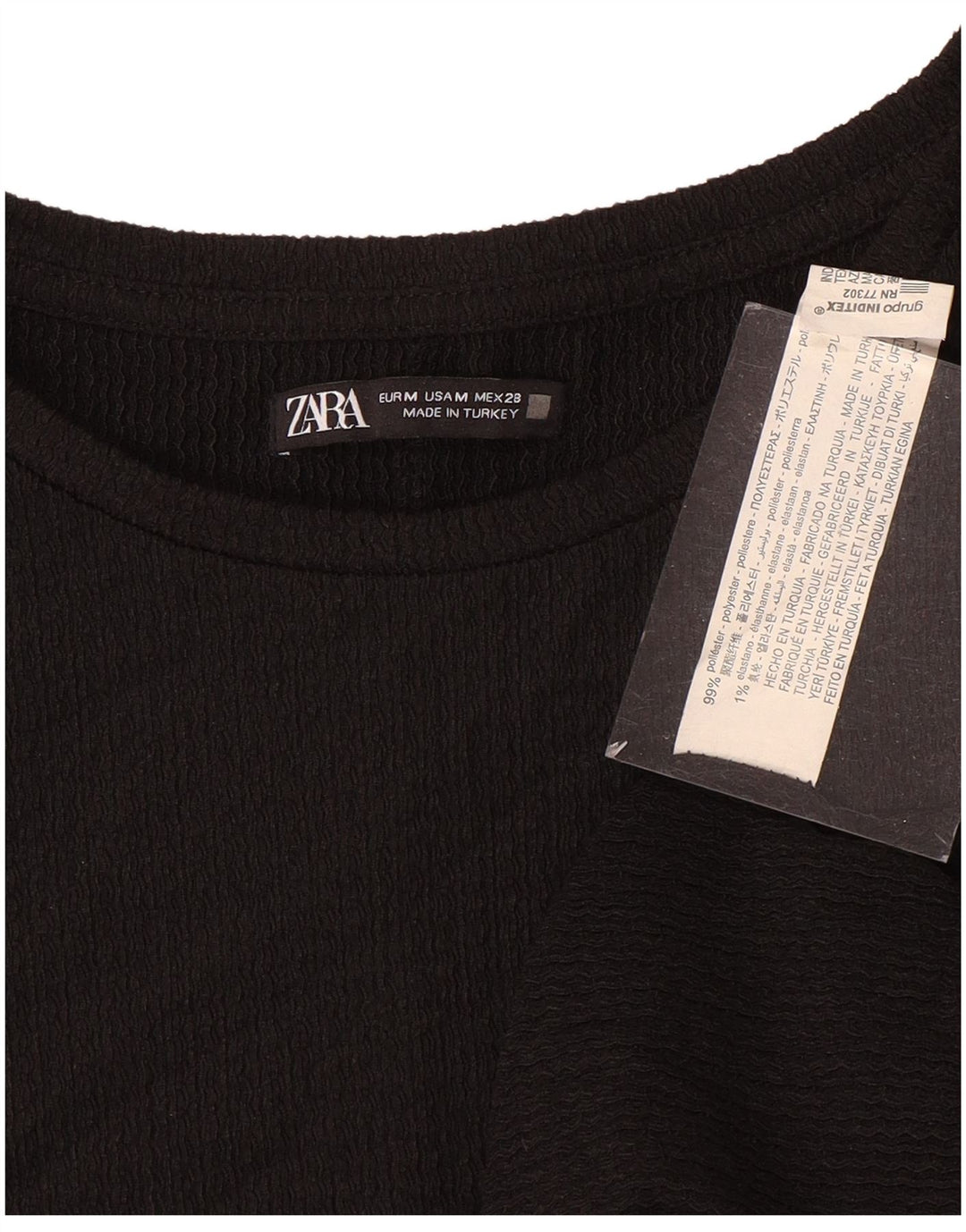 Zara T-Shirt Top UK 14 Medium Sort Polyester