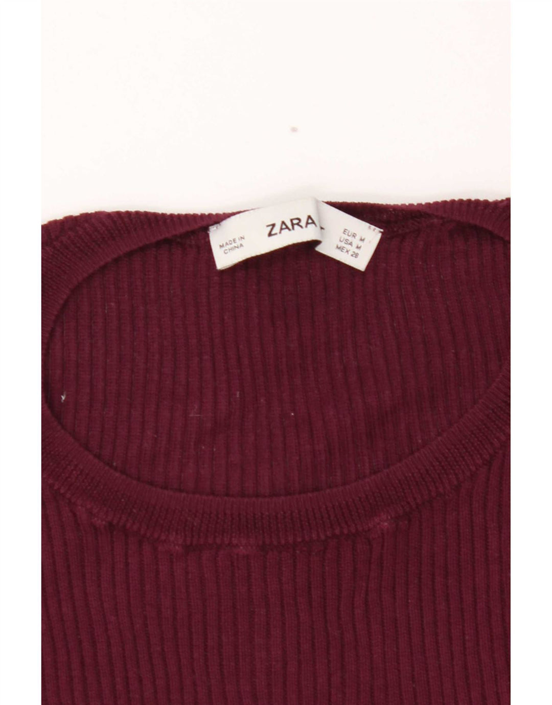 Zara Dame T-Shirt Top UK 12 Medium Burgundy