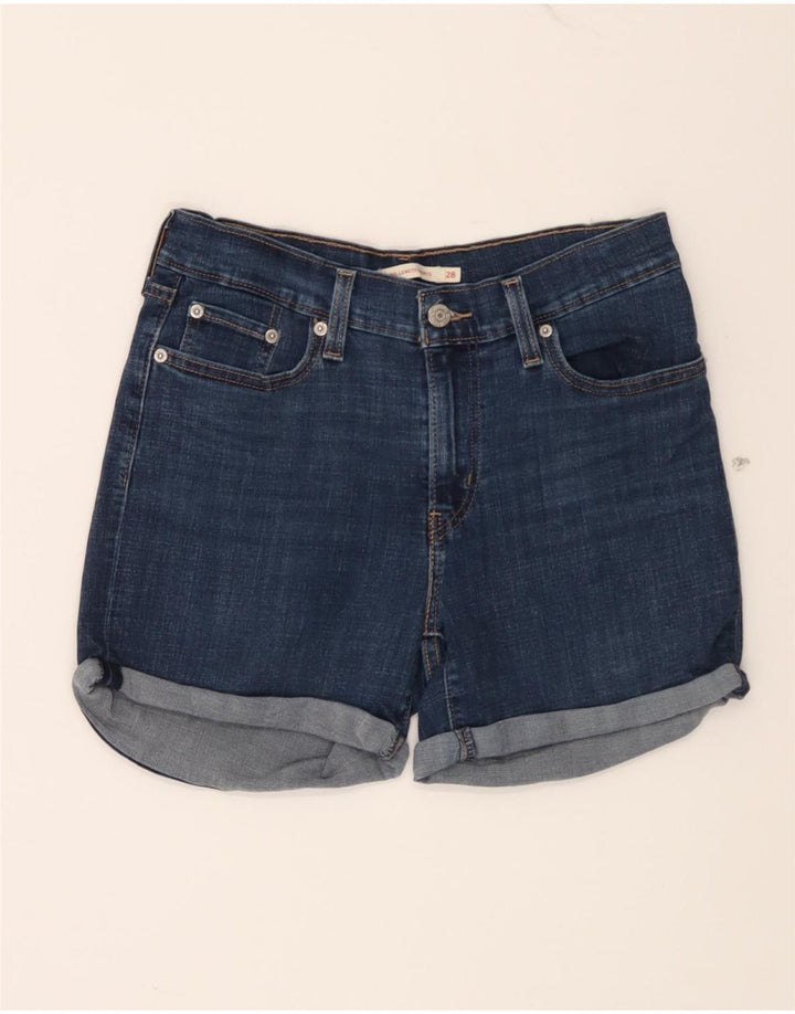 LEVI'S Womens Denim Shorts W28 Medium Navy Blue Cotton Vintage Levi's and Second-Hand Levi's from Messina Hembry 