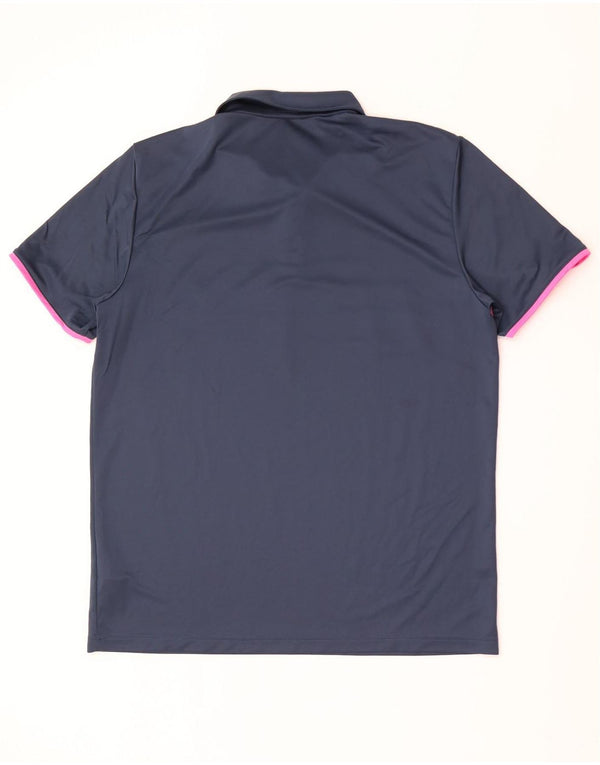 Adidas Polo Shirt til mænd Large Navy Blue Colourblock Polyester