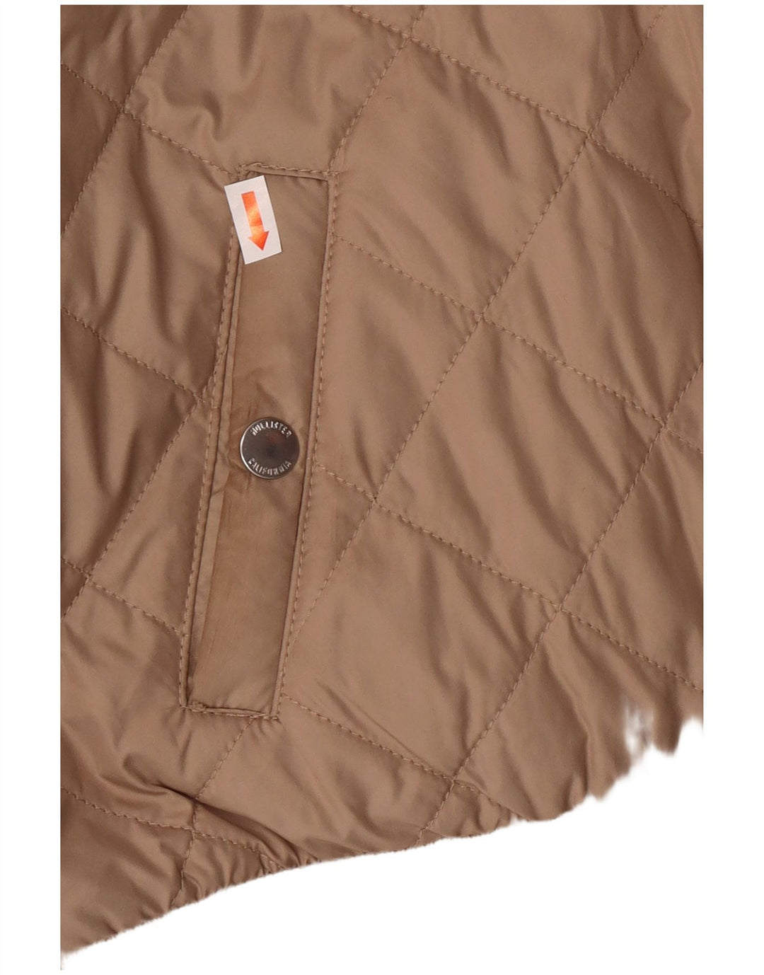 HOLLISTER Kviltet hættejakke til kvinder UK 10 Small Beige Polyester