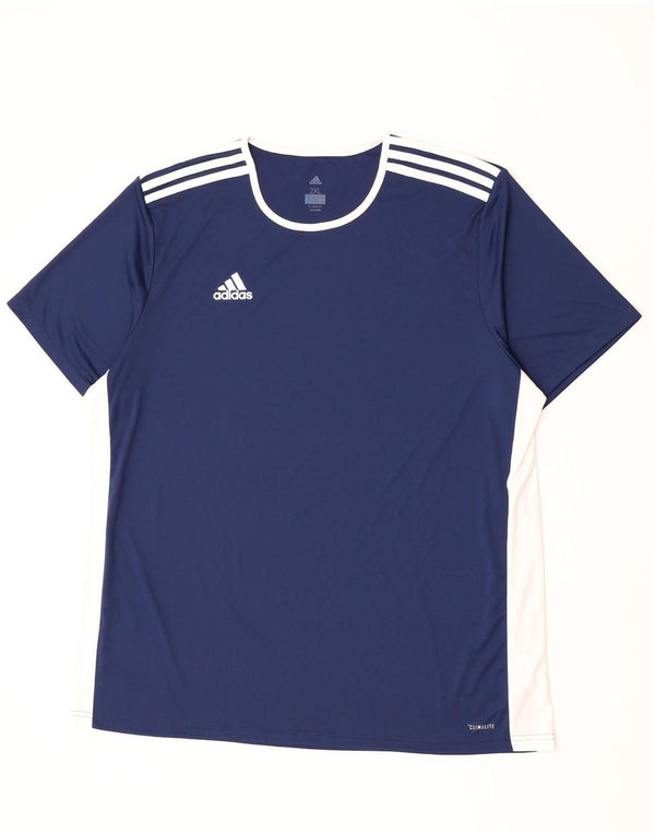 Adidas Herre Climalite T-Shirt Top 2XL Marineblå Colourblock Polyester