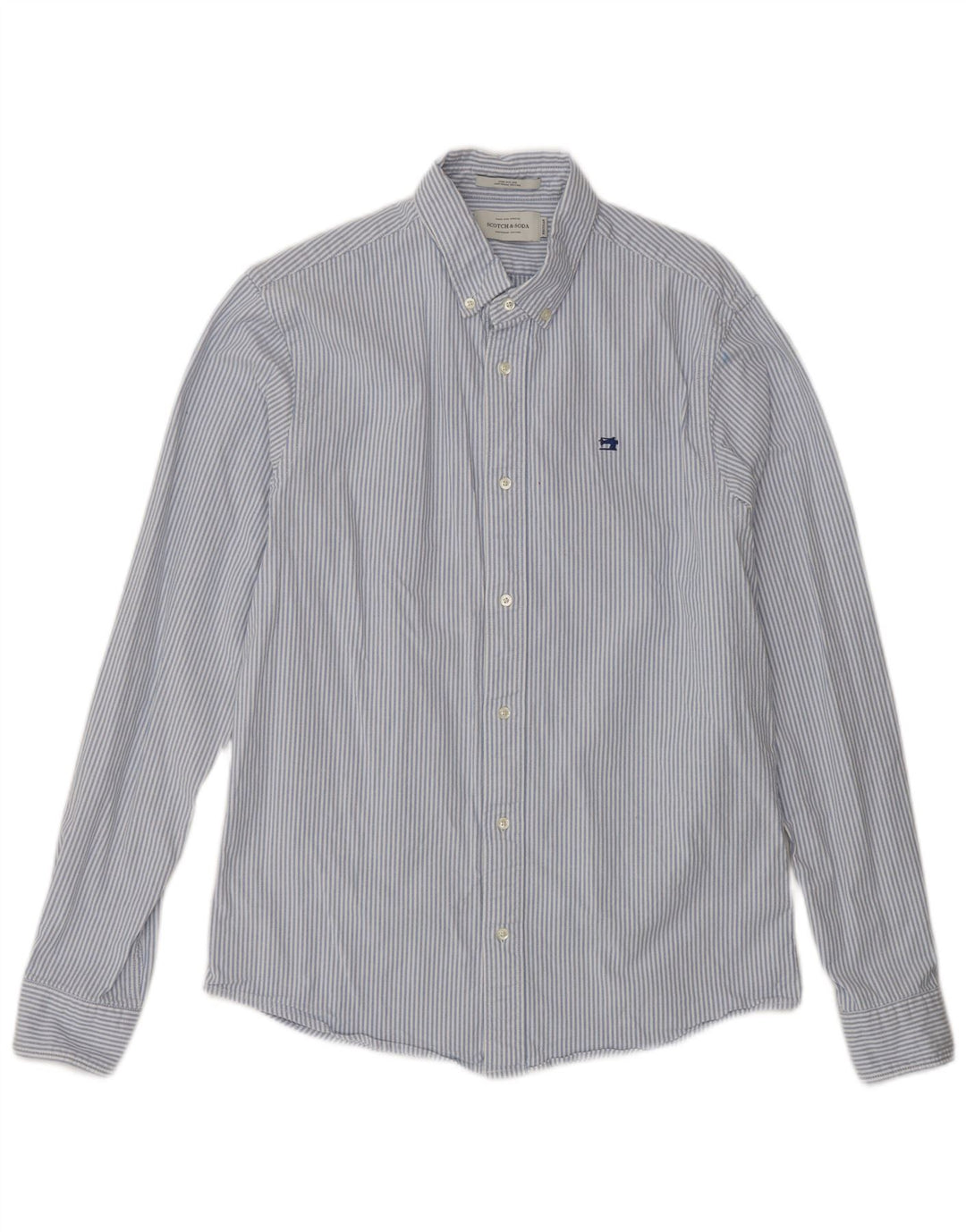 SCOTCH & SODA Herreskjorte Medium Blue Pinstripe Bomuld
