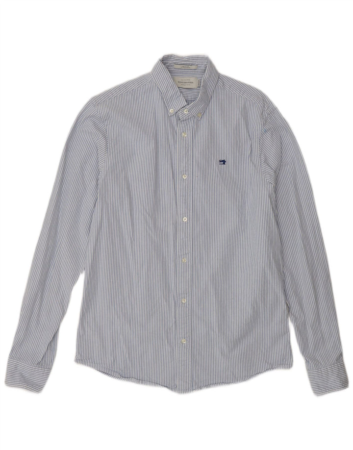 SCOTCH & SODA Herreskjorte Medium Blue Pinstripe Bomuld