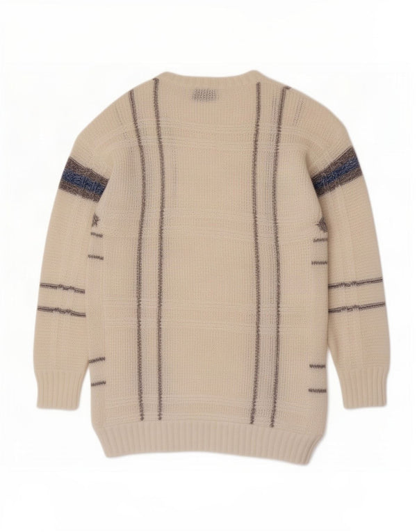 POP 84 Dame Boat Neck Jumper Sweater UK 10 Lille hvid stribet