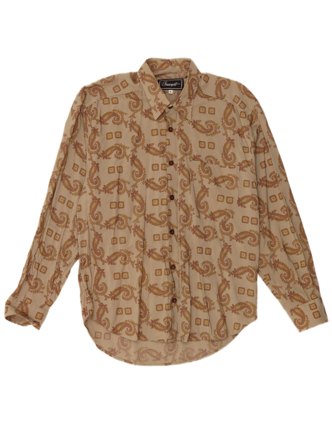 Vintage herreskjorte Medium Khaki Paisley