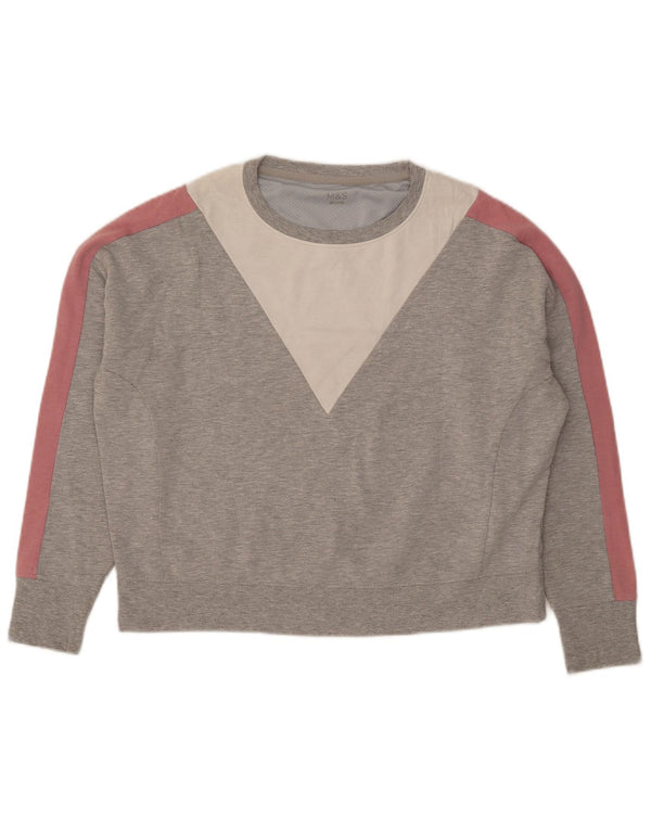 Marks & Spencer Womens Crop Sweatshirt Jumper UK 12 Medium Grey Colourblock