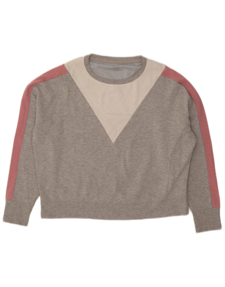 Marks & Spencer Womens Crop Sweatshirt Jumper UK 12 Medium Grey Colourblock