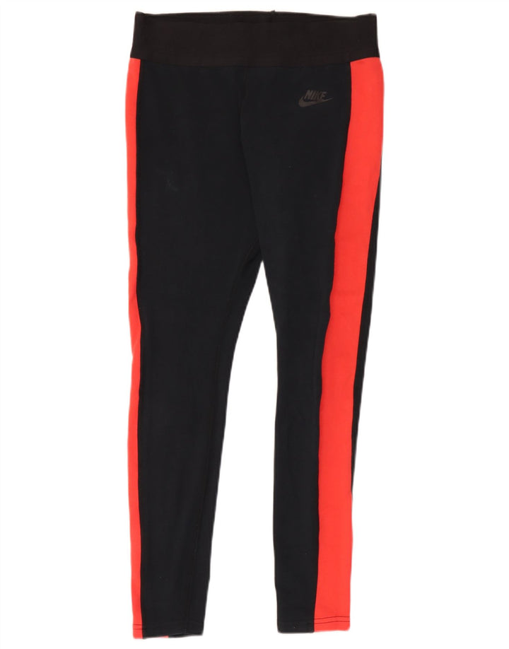 Nike Dame Leggings UK 10 Small Black Colourblock Bomuld