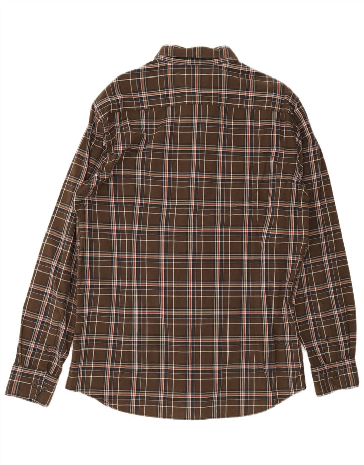 Massimo Dutti herreskjorte XL brun ternet bomuld