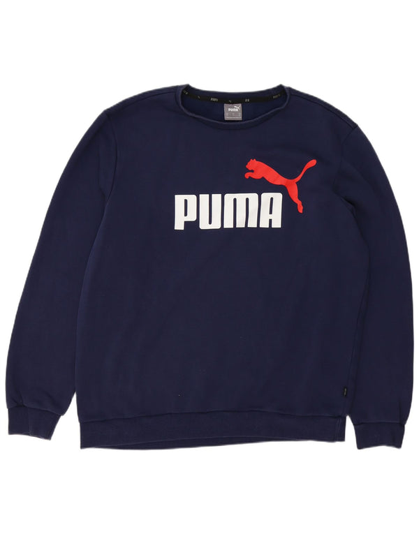 Puma grafisk sweatshirt til mænd XL marineblå