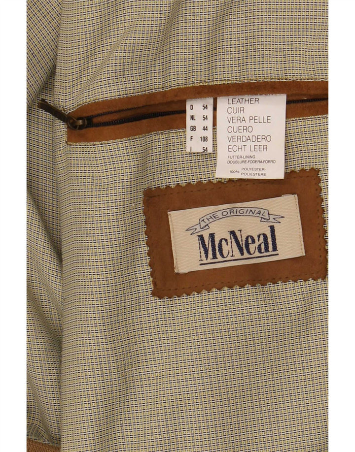 McNeal Herre Ruskind Bomber Jacket UK 44 2XL Beige Læder