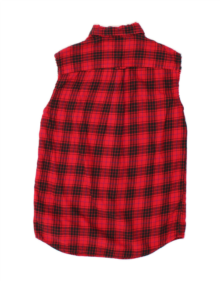 CHAPS Womens Sleeveless Shirt UK 10 Small Red Check Cotton Classic Vintage Chaps and Second-Hand Chaps from Messina Hembry 