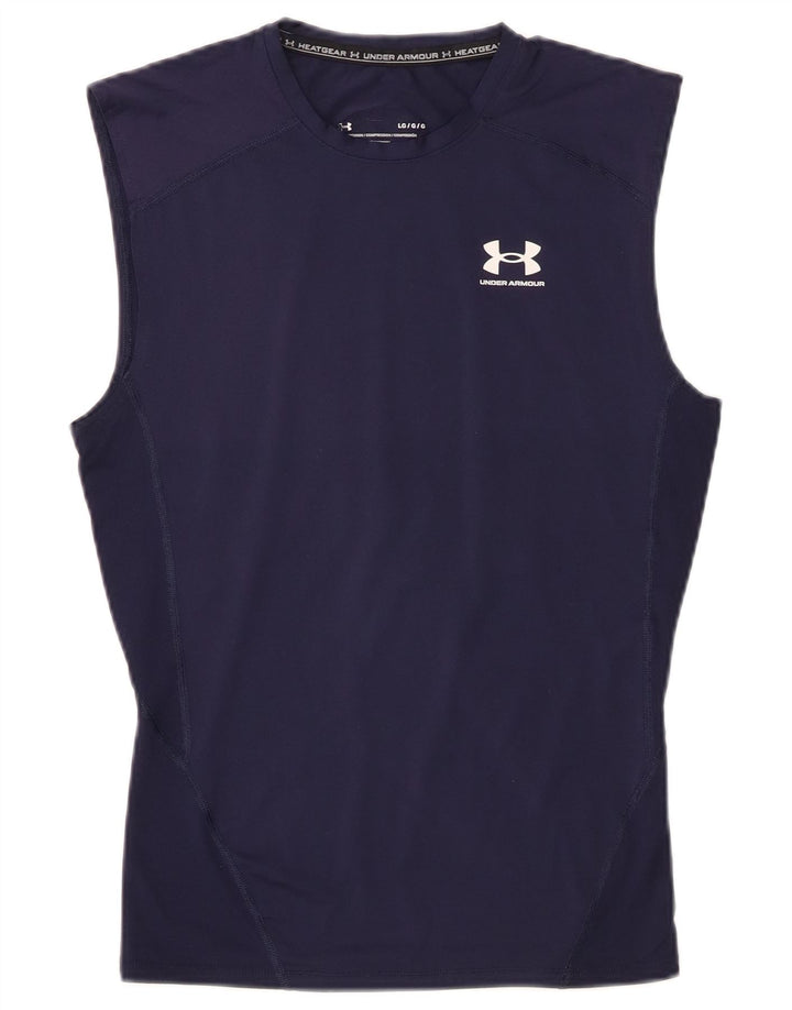 UNDER ARMOUR Dame Heat Gear Vest Top UK 14 Large Navy Blue