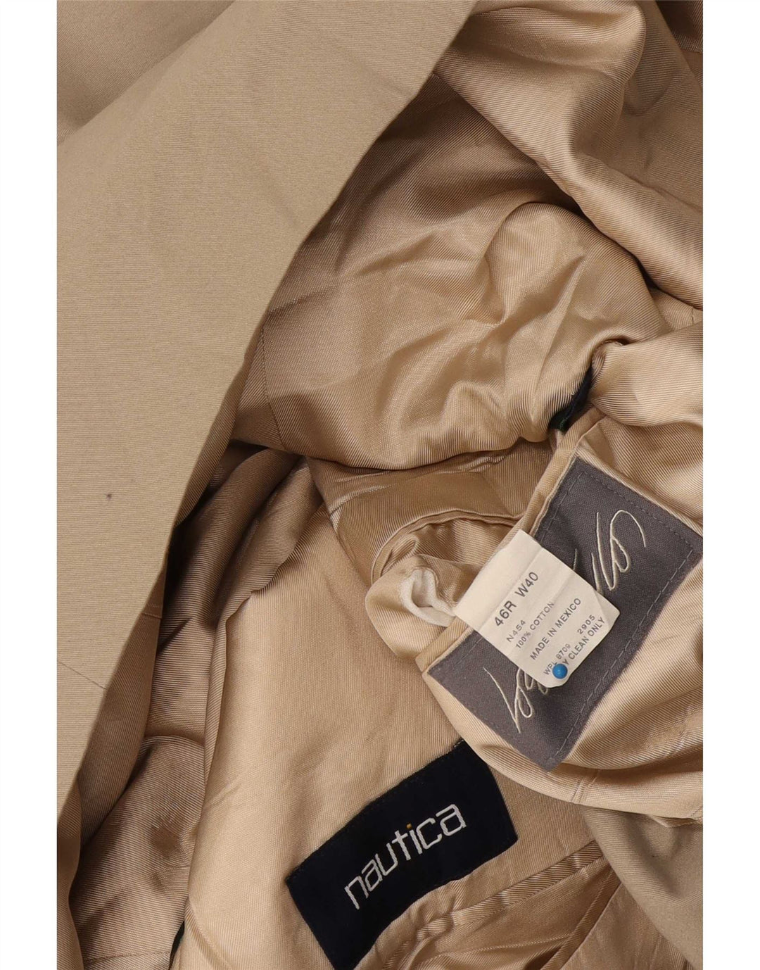 Nautica Herre 2 Button Blazer Jacket UK 46 3XL Beige Bomuld