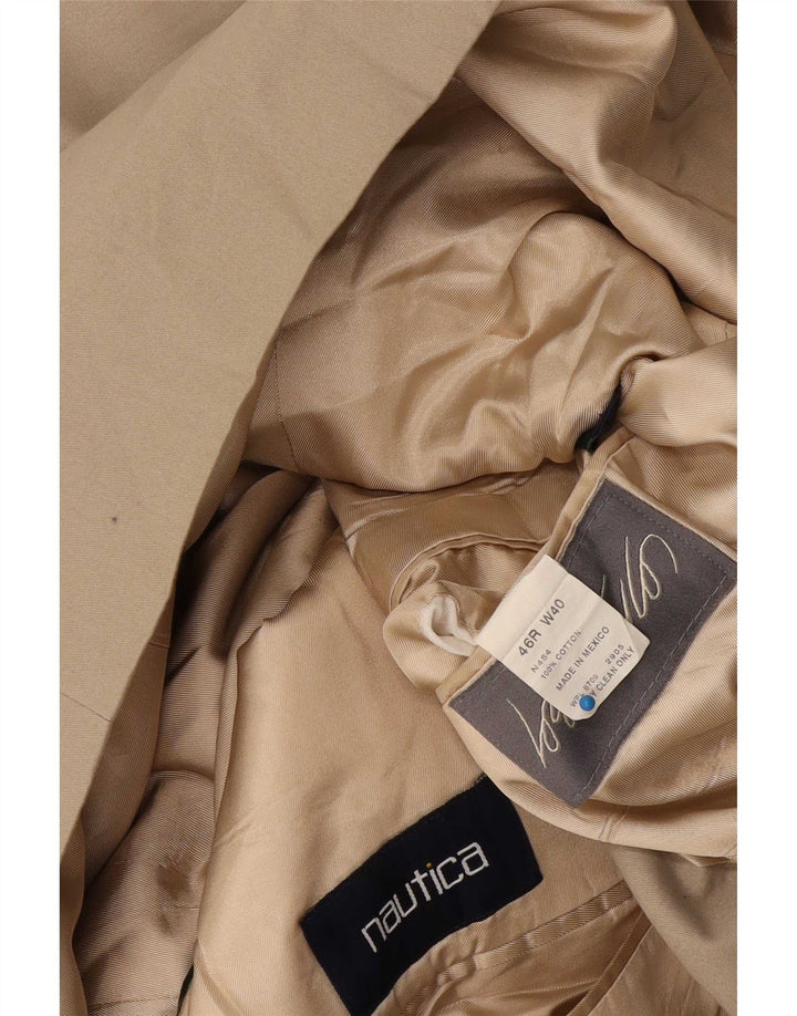Nautica Herre 2 Button Blazer Jacket UK 46 3XL Beige Bomuld