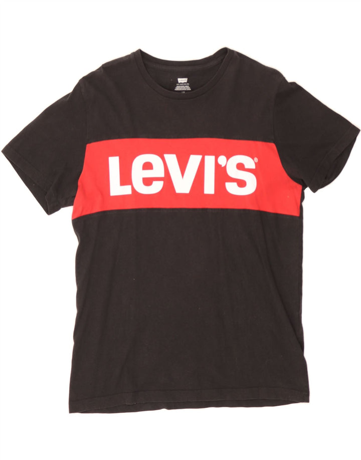 LEVI'S Mens Graphic T-Shirt Top Large Black Cotton Vintage Levi's and Second-Hand Levi's from Messina Hembry 