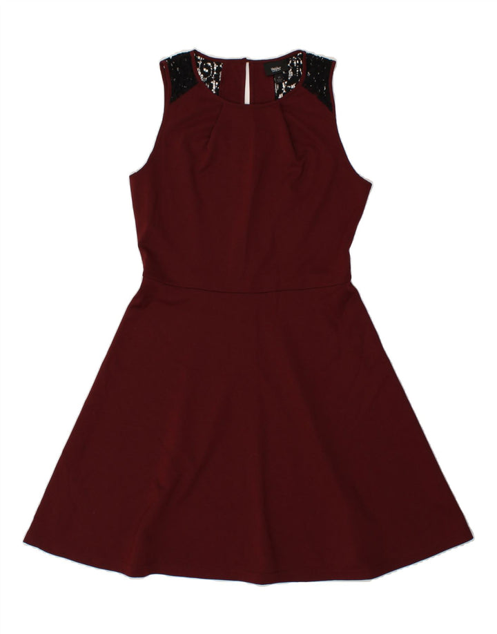 MOSSIMO Womens Sleeveless A-Line Dress UK 10 Small Burgundy Polyester Vintage Mossimo and Second-Hand Mossimo from Messina Hembry 