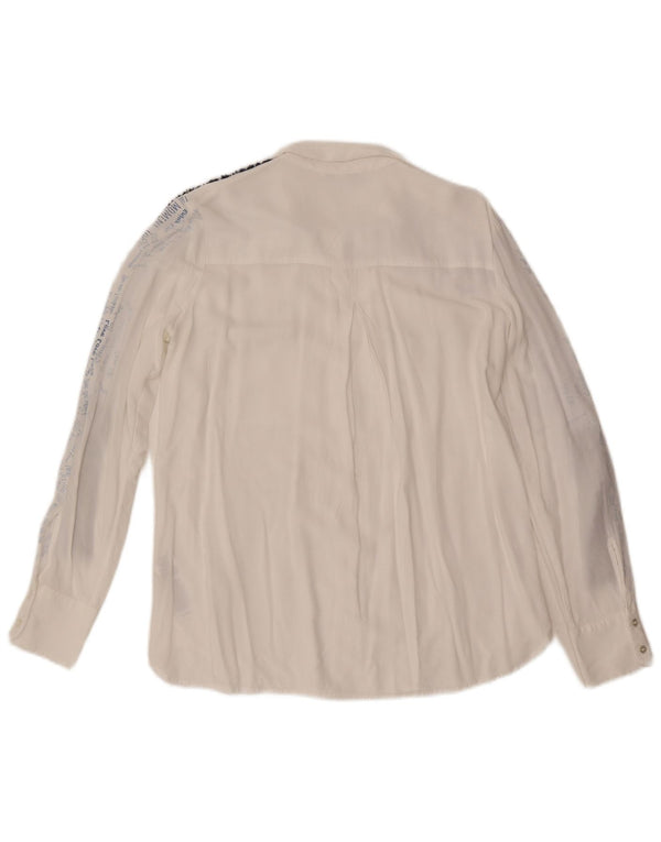 Desigual Womens Graphic Shirt Blouse UK 10 Small White Colourblock Viscose