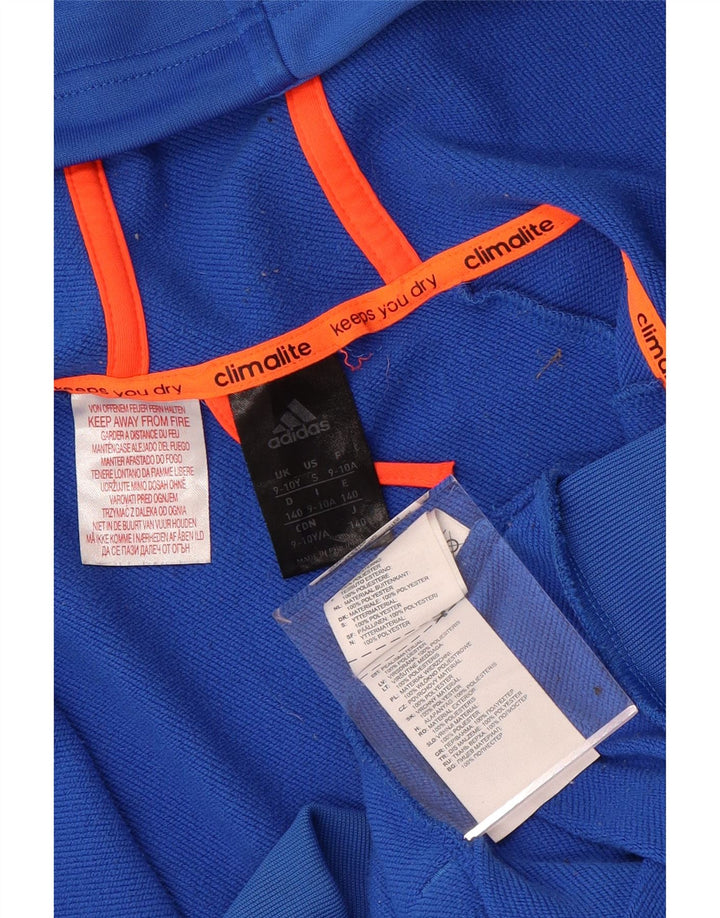 ADIDAS drenge Climalite hættetrøje med lynlås 9-10 år blå farveblok