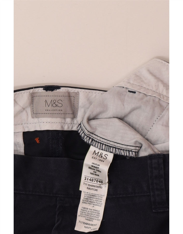 Marks & Spencer Herre Chino Shorts W34 Large Navy Blue Bomuld