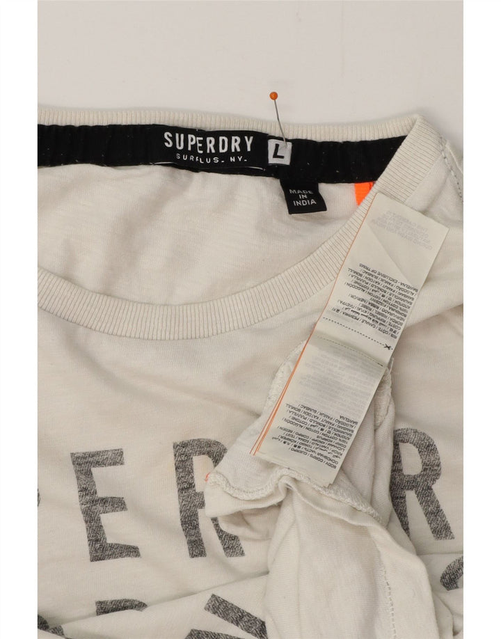SUPERDRY Herre grafisk top Langærmet stor hvid bomuld