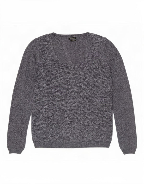 Massimo Dutti Dame Boat Neck Jumper Sweater UK 16 Large Navy Blue Flecked