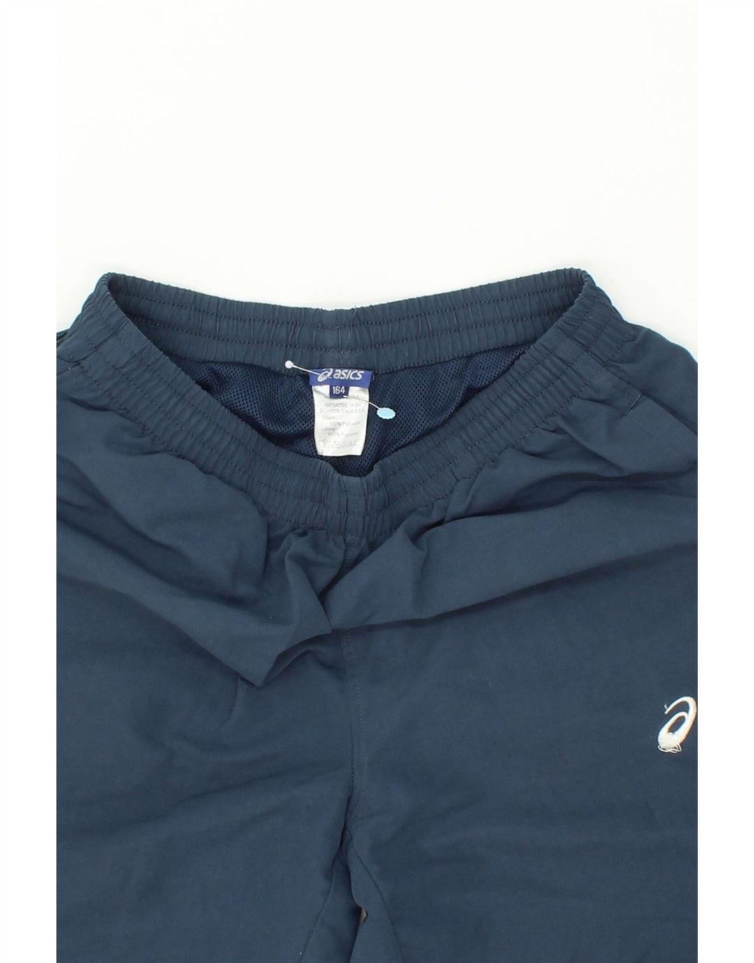 ASICS Boys Graphic Sport Shorts 13-14 Years Navy Blue Polyester Vintage Asics and Second-Hand Asics from Messina Hembry 