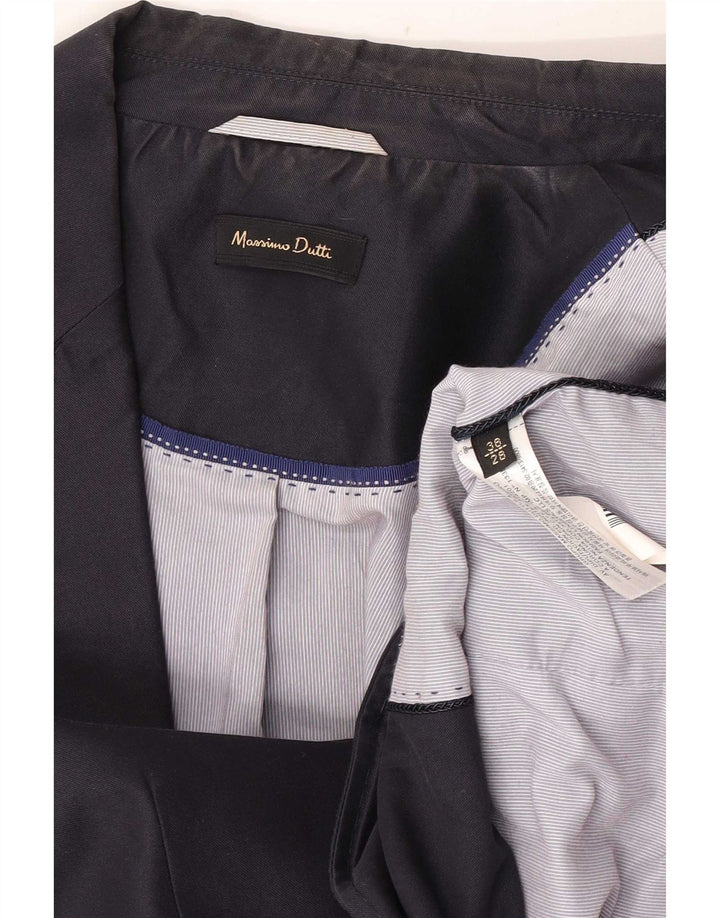 Massimo Dutti Dame 1 Knap Blazer Jakke EU 38 Small Navy Blue Bomuld