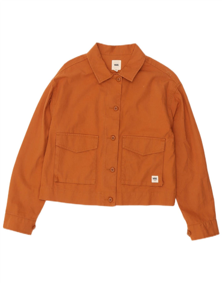 Vans Womens Crop Oversized Bomber Jacket UK 10 Small Orange Cotton
