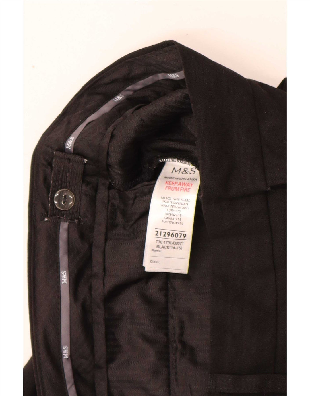 Marks & Spencer Boys Slim Suit Bukser 14-15 år W30 L30 Sort Polyester