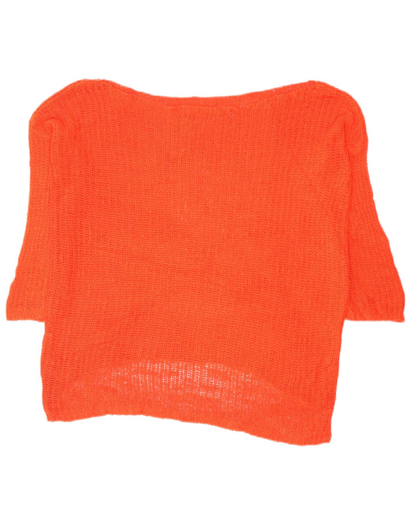 Vintage dame 3/4 ærmet bådhalstrøje trøje UK 14 Medium Orange