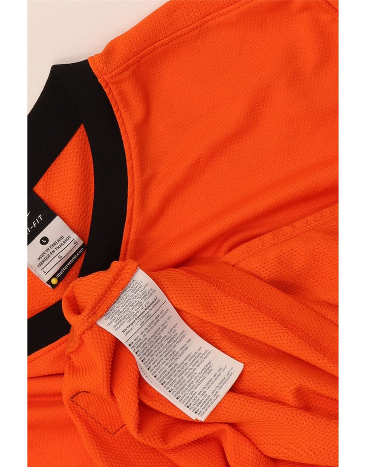 Nike Herre Dri Fit Top Langærmet Stor Orange Colourblock Polyester