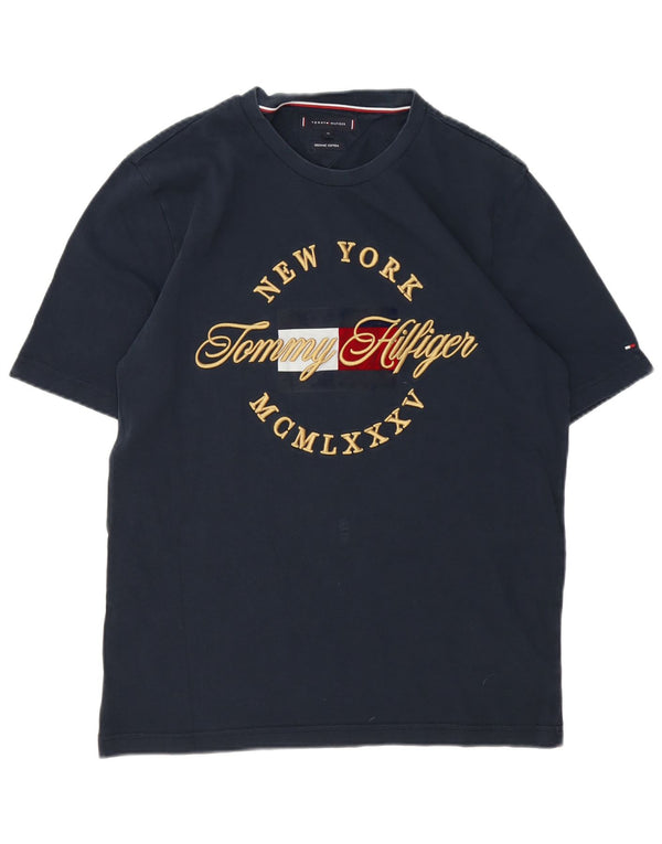 Tommy Hilfiger Mens Graphic T-Shirt Top XL Navy Blue Cotton