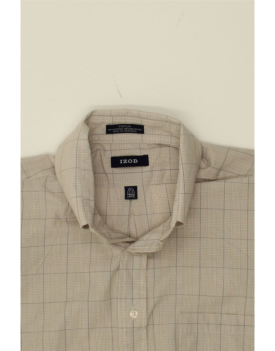 IZOD Mens Poplin Shirt Size 16 1/2 Large Grey Check Cotton Vintage Izod and Second-Hand Izod from Messina Hembry 