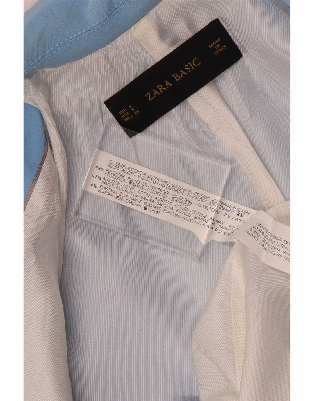Zara Dame 1 Knap Blazer Jacket UK 10 Small Blue Polyester